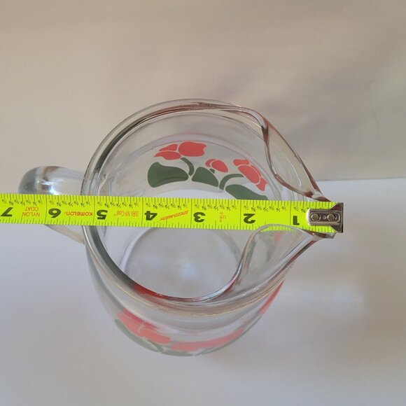 Vintage Glass Pitcher With Red Tulip Floral Design By Nina - Picture 6 of 6